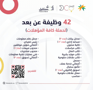 الموارد البشرية توفر 42 وظيفة شاغرة لجميع المؤهلات من الجنسين